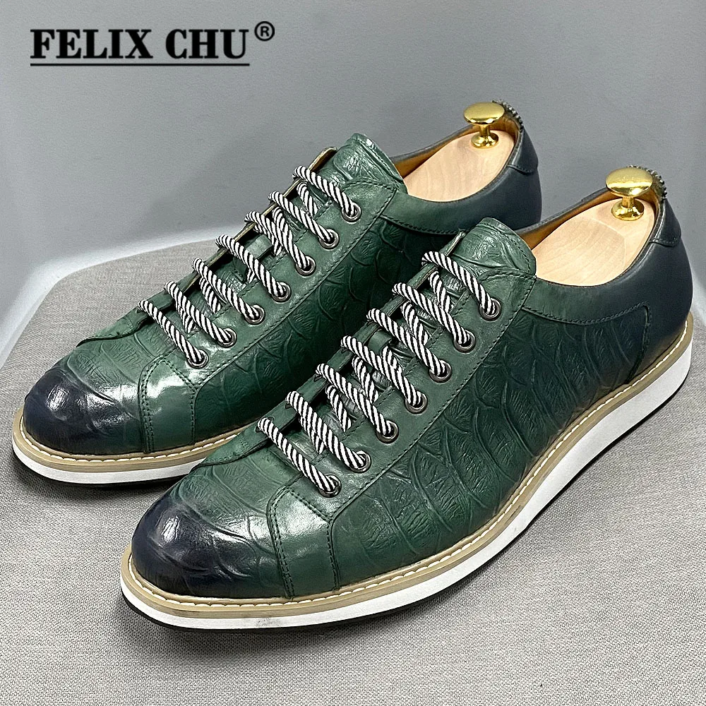 European Style Men's Casual Shoes Real Cow Leather Green Black Fashion Designer Luxury Crocodile Print Street Flat Shoes for Men
European Style Men's Casual Shoes Real Cow Leather Green Black Fashion Designer Luxury Crocodile Print Street Flat Shoes for Men