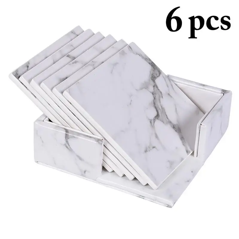 6pcs Creative PU Leather Marble Coaster Drink Coffee Cup Mat Tea Pad Dining Table Placemats Table Black White Chic Decoration
6pcs Creative PU Leather Marble Coaster Drink Coffee Cup Mat Tea Pad Dining Table Placemats Table Black White Chic Decoration