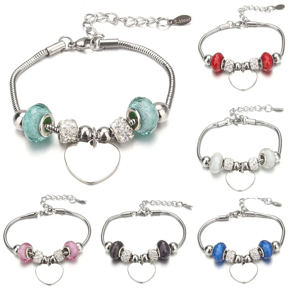 Fashion Stainless Steel Bracelets Heart Shape Charm Bracelets for Women Glass Beads Bracelet & Bangle DIY Jewelry Gifts
Fashion Stainless Steel Bracelets Heart Shape Charm Bracelets for Women Glass Beads Bracelet & Bangle DIY Jewelry Gifts