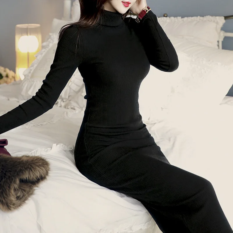 Knitted Dress Set Korean Style Sweater Pullover Streetwear Warm Shirt Long Sleeve Maxi Casual Solid Black Red Autumn Turtleneck
Knitted Dress Set Korean Style Sweater Pullover Streetwear Warm Shirt Long Sleeve Maxi Casual Solid Black Red Autumn Turtleneck