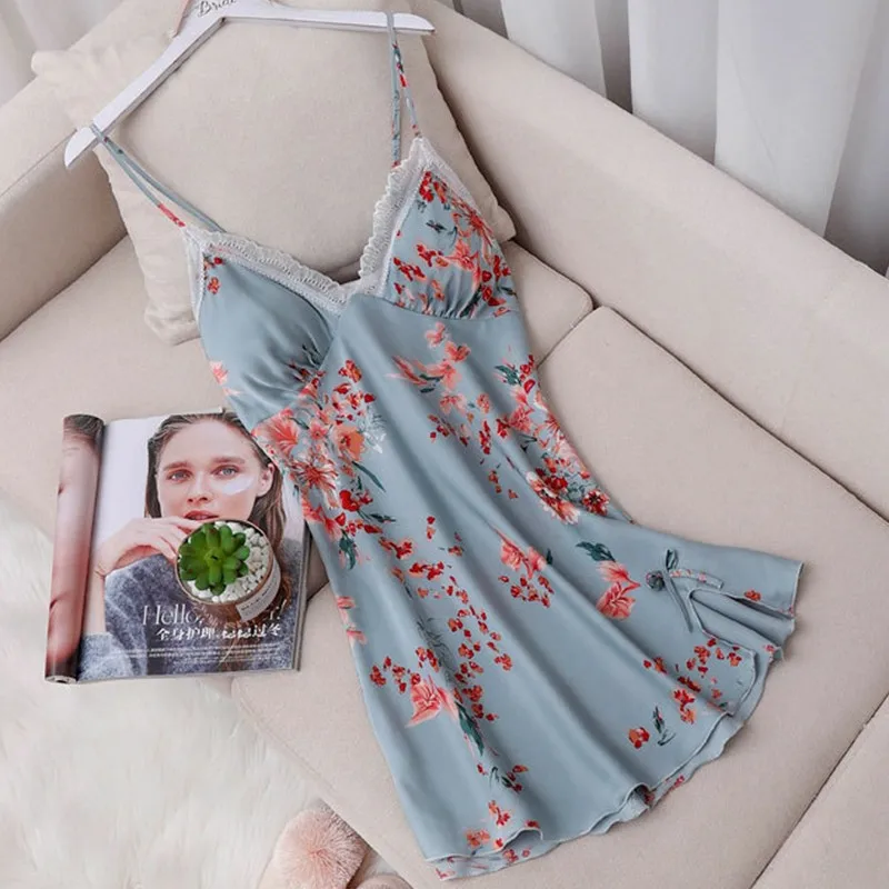 Sexy Spaghetti Strap Sleep Nightgown Summer Womens Print Nightdress Satin Lace Backless Nighty Gown Lounge Backless Home Dress 
Sexy Spaghetti Strap Sleep Nightgown Summer Womens Print Nightdress Satin Lace Backless Nighty Gown Lounge Backless Home Dress