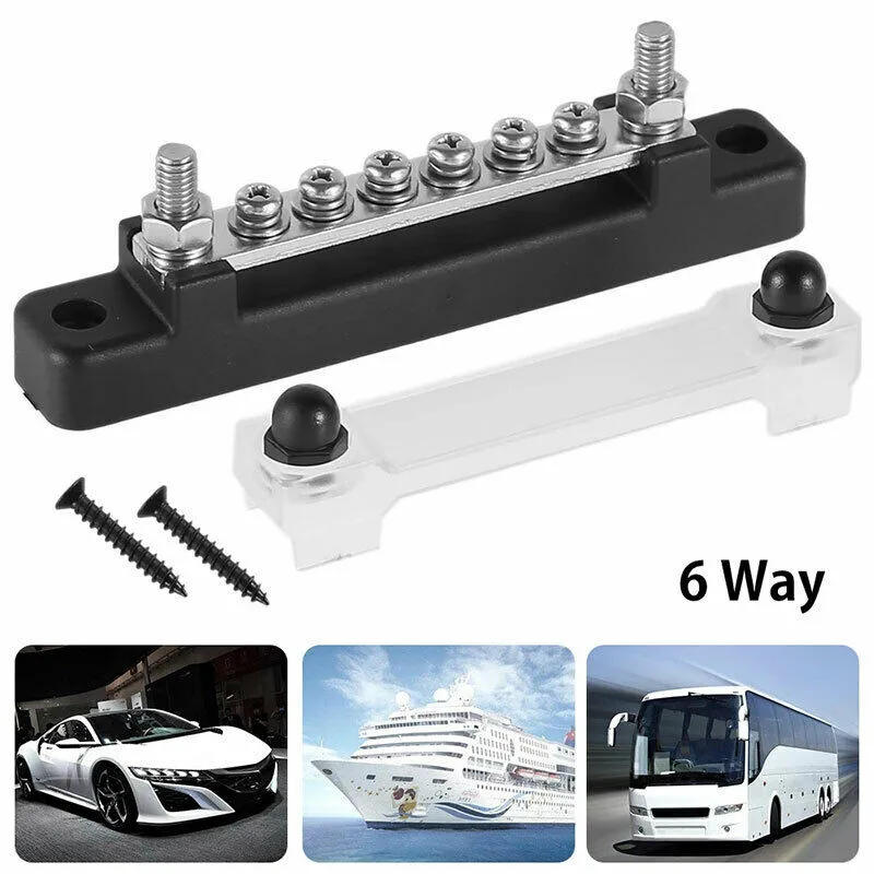 6 Terminal Bus Bar With Transparent Cover 150A Power Distribution For Car Boat Marine Caravan RV Motorcycle Off-road Vehicle
6 Terminal Bus Bar With Transparent Cover 150A Power Distribution For Car Boat Marine Caravan RV Motorcycle Off-road Vehicle