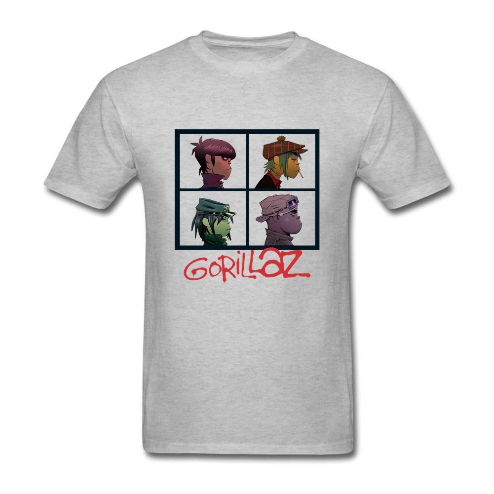 Рок группы Gorillaze футболки с коротким рукавом Человек Популярные Camisa натуральный