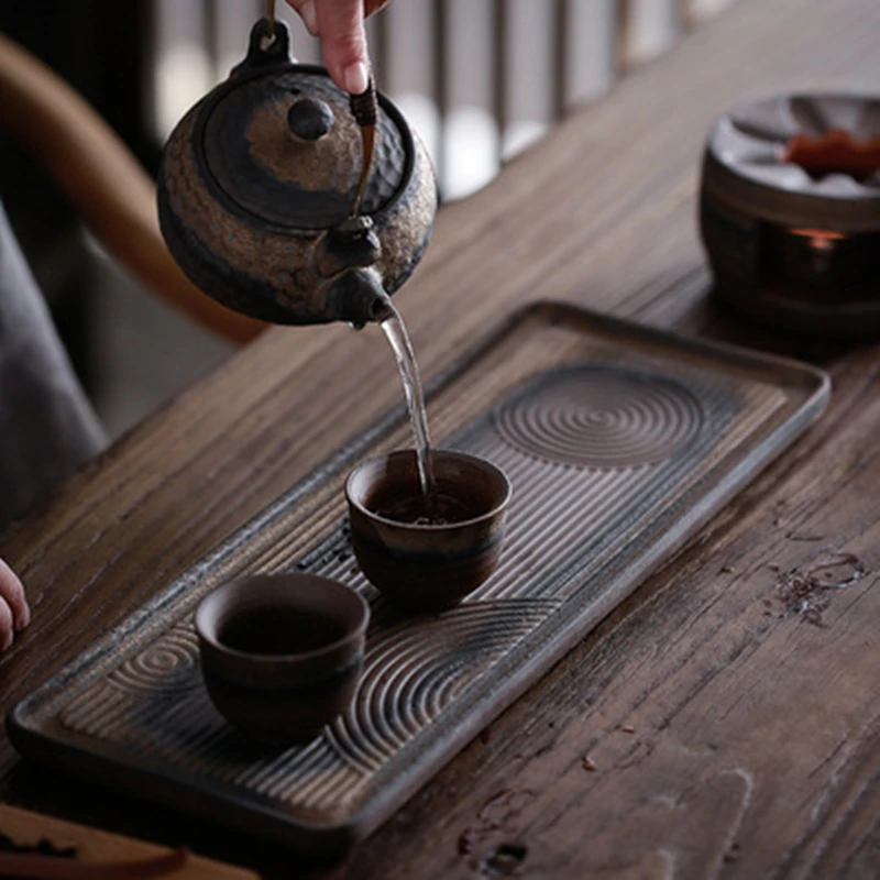 Каменная керамика в японском стиле чайный поднос ручной работы ретро