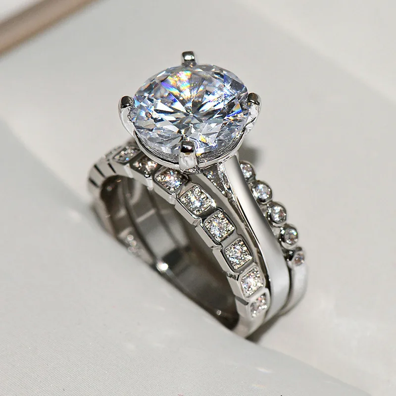 2PCS Silver Color Ring Set with Big Bling Zircon Stone Wedding Engagement Ring for Women Fashion Jewelry 2020 New
2PCS Silver Color Ring Set with Big Bling Zircon Stone Wedding Engagement Ring for Women Fashion Jewelry 2020 New