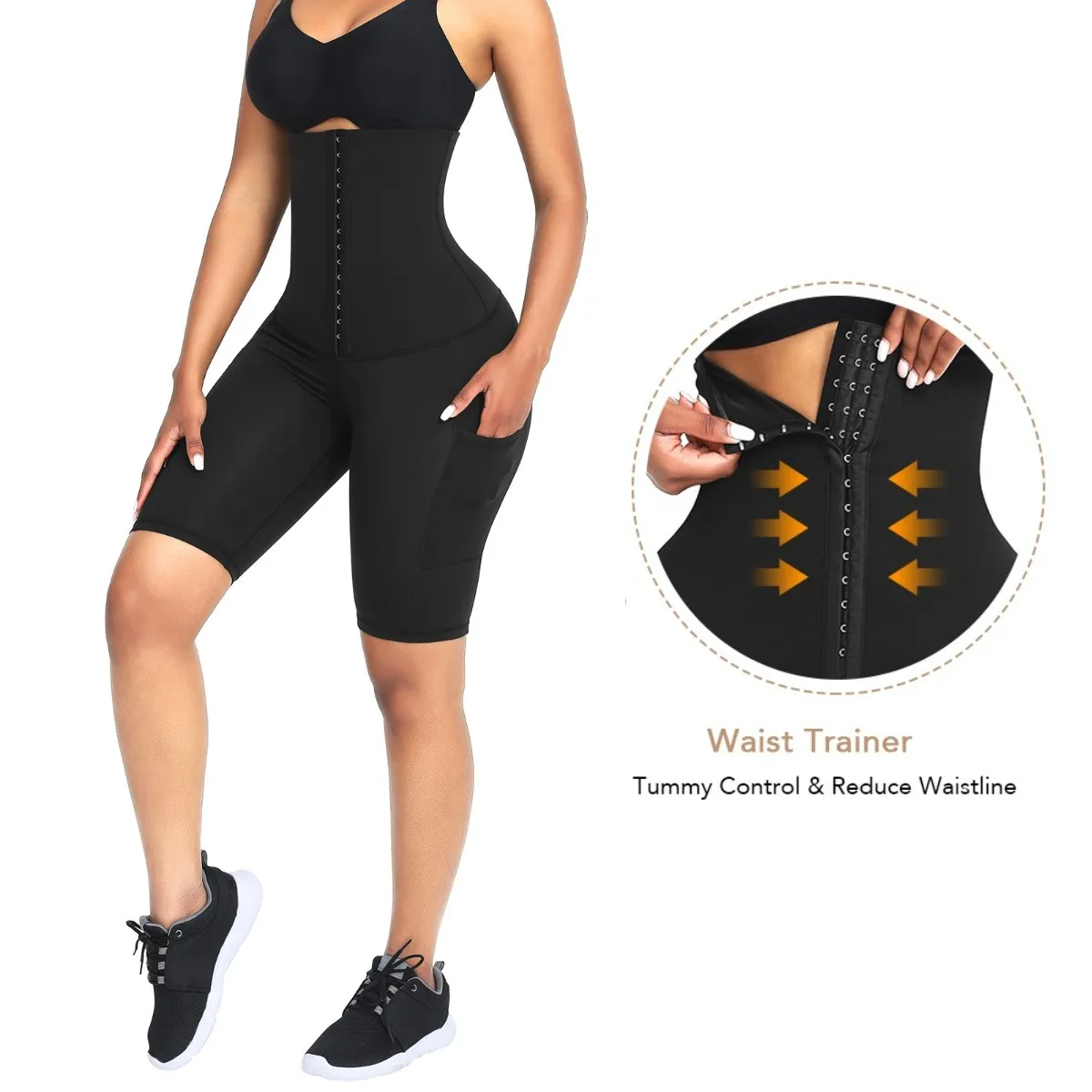 Women High Waist Compression Leggings Waist Trainer with Pockets Workout Knee Length Slimming Panties Tummy Control Shaper Fajas
Women High Waist Compression Leggings Waist Trainer with Pockets Workout Knee Length Slimming Panties Tummy Control Shaper Fajas
