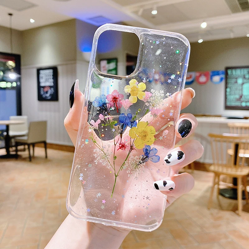Fashion Glitter Real Dry pressed Flower Phone Case For iPhone11 12 Pro Max Mini X XR XS 6 7 8 6 Plus Transparent Silicone Cover
Fashion Glitter Real Dry pressed Flower Phone Case For iPhone11 12 Pro Max Mini X XR XS 6 7 8 6 Plus Transparent Silicone Cover