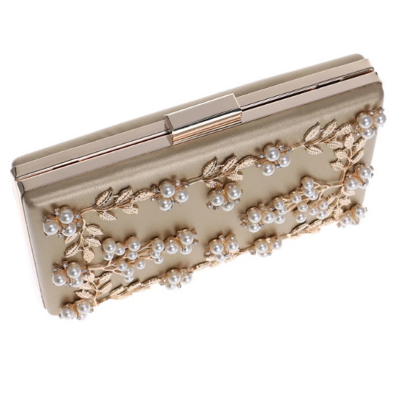 Women's Floral Pearl Beaded Evening Handbags Party Clutch Bridal Purse,Gold
Women's Floral Pearl Beaded Evening Handbags Party Clutch Bridal Purse,Gold