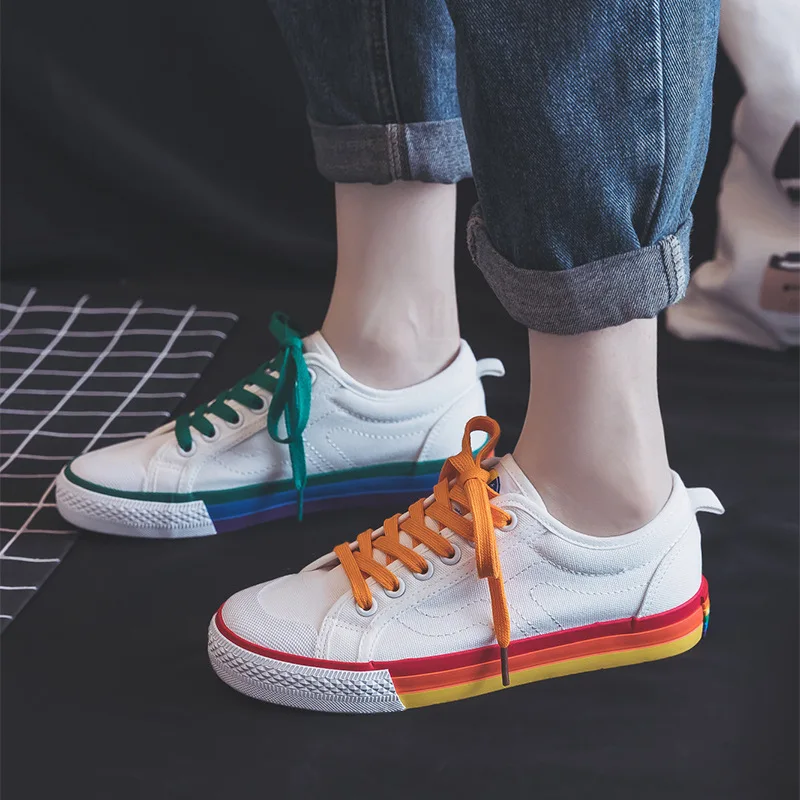 Vulcanized Shoes Summer 2021 Rainbow Canvas Shoes Women Tide Shoes Korean Students All-match White Shoes Female Chunky Shoes
Vulcanized Shoes Summer 2021 Rainbow Canvas Shoes Women Tide Shoes Korean Students All-match White Shoes Female Chunky Shoes