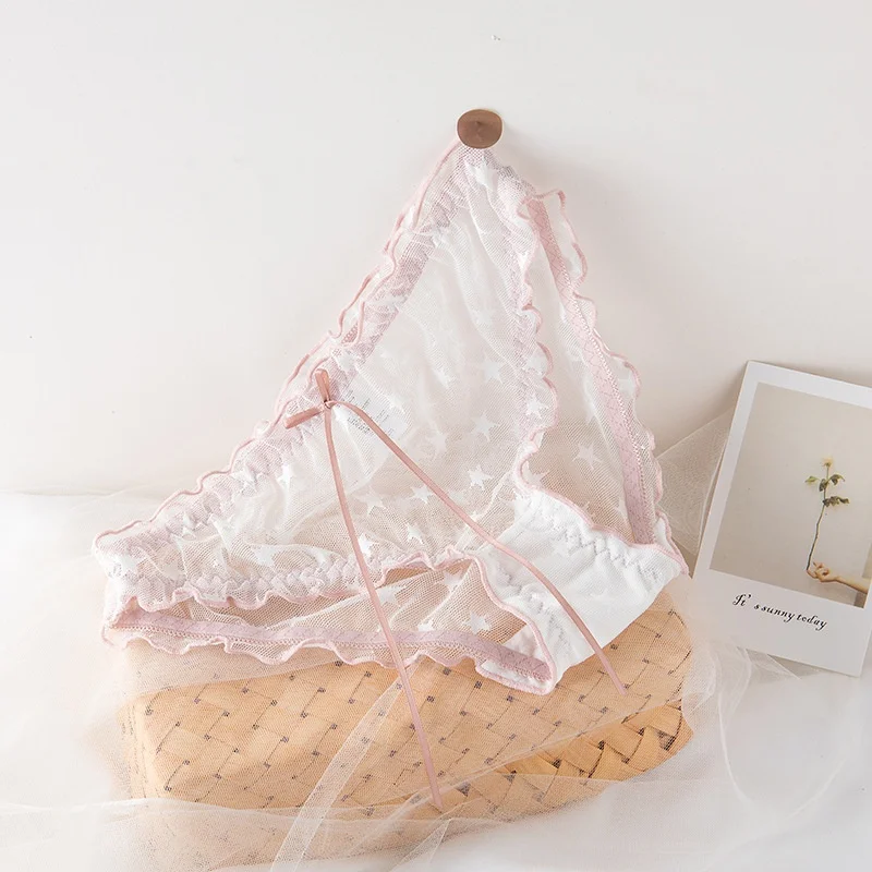 Fashion Star Lace Panties Low Waist Cotton See-through Underwear Girls Bow Transparent Underwear Star Print Panties
Fashion Star Lace Panties Low Waist Cotton See-through Underwear Girls Bow Transparent Underwear Star Print Panties