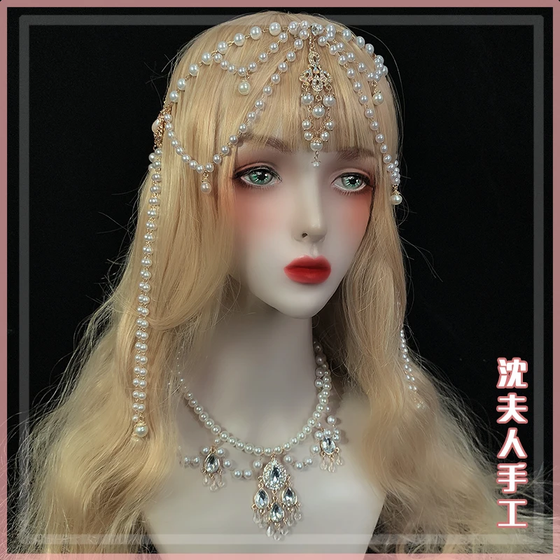 Girl Lolita hairpin KC princess Wedding Tea Party Cosplay super All-match Gorgeous Pearl Head chain frontlet Necklace Headwear 
Girl Lolita hairpin KC princess Wedding Tea Party Cosplay super All-match Gorgeous Pearl Head chain frontlet Necklace Headwear