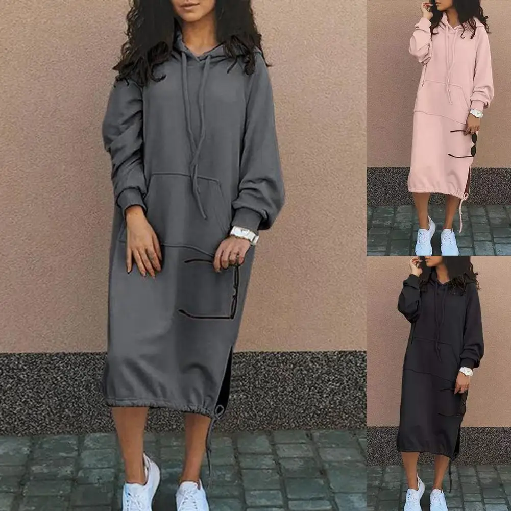 Dropshipping Women Hooded Dress Solid Color Side Split Autumn Winter Long Sleeve Large Pocket Sweatshirt Hoodie Streetwear
Dropshipping Women Hooded Dress Solid Color Side Split Autumn Winter Long Sleeve Large Pocket Sweatshirt Hoodie Streetwear