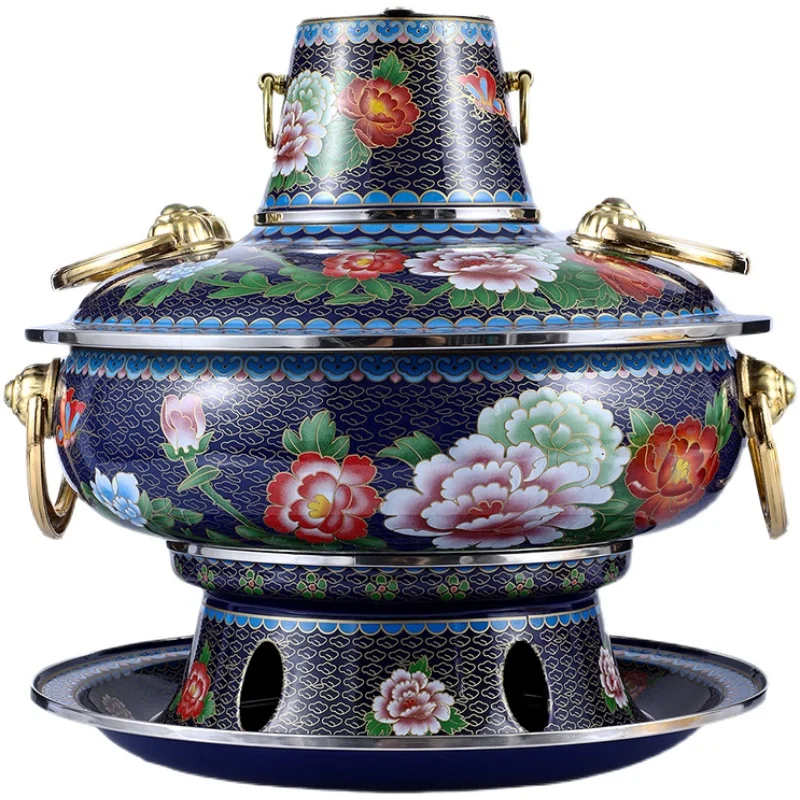 Cloisonne Hot Pot Old Beijing Hot Pot Stove Charcoal Environment-Friendly Oil Two-Flavor Hot Pot Household Old Copper Pot
Cloisonne Hot Pot Old Beijing Hot Pot Stove Charcoal Environment-Friendly Oil Two-Flavor Hot Pot Household Old Copper Pot