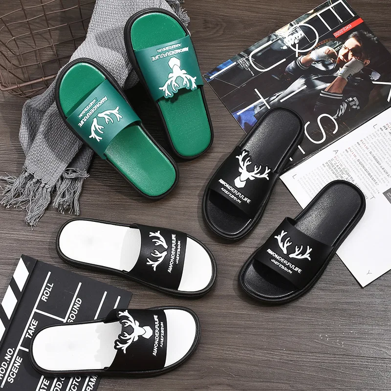 Trendy Fashion Couple Deer Head Slippers Summer Outdoor Beach Sandals Thick-soled Non-slip Bathroom Women's Slipper Flip Flops
Trendy Fashion Couple Deer Head Slippers Summer Outdoor Beach Sandals Thick-soled Non-slip Bathroom Women's Slipper Flip Flops