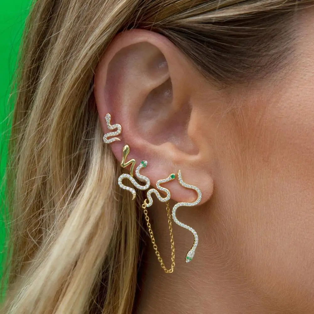 snake earring micro pave white green cz high quality long snaked stud girl women trendy jewelry
snake earring micro pave white green cz high quality long snaked stud girl women trendy jewelry