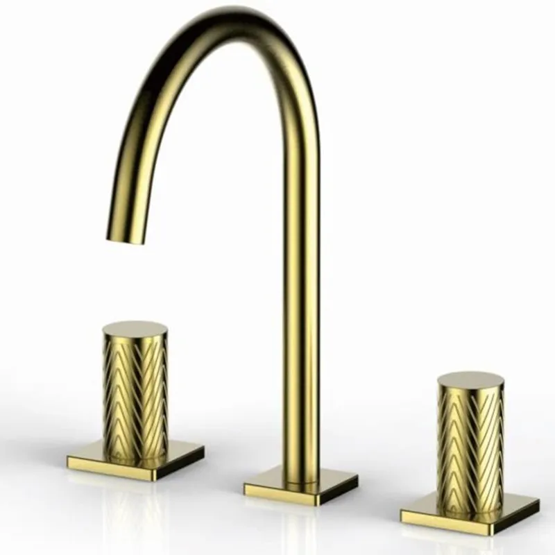 

Copper Bathroom Widespread Basin Faucets Soild Brass Sink Mixer Hot & Cold Lavatory Crane Vessel 2 Handle 3 Hole Rose Gold