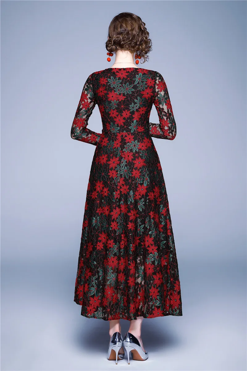 Elegant Designer Women Dress Spring Autumn Ladies Sexy Maxi Lace Dress Lady Office Party Robe Vintage Dresses Vestidos
Elegant Designer Women Dress Spring Autumn Ladies Sexy Maxi Lace Dress Lady Office Party Robe Vintage Dresses Vestidos