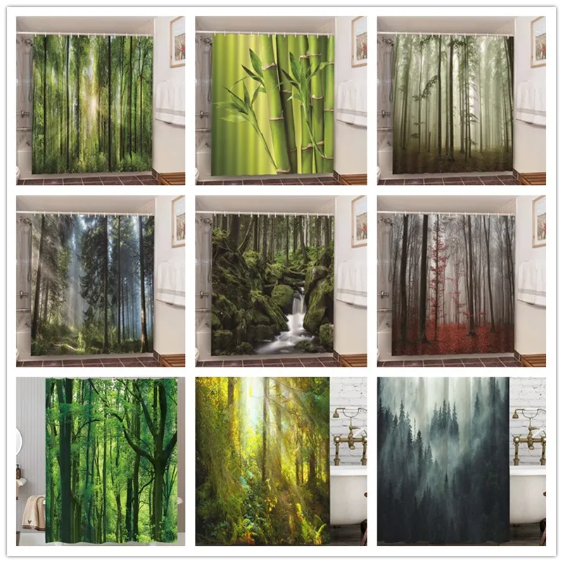 Misty Forest Shower Curtains Set with Hooks Nordic Style Waterproof Green Natural Landscape Home Decoration Bathroom Curtain New
Misty Forest Shower Curtains Set with Hooks Nordic Style Waterproof Green Natural Landscape Home Decoration Bathroom Curtain New