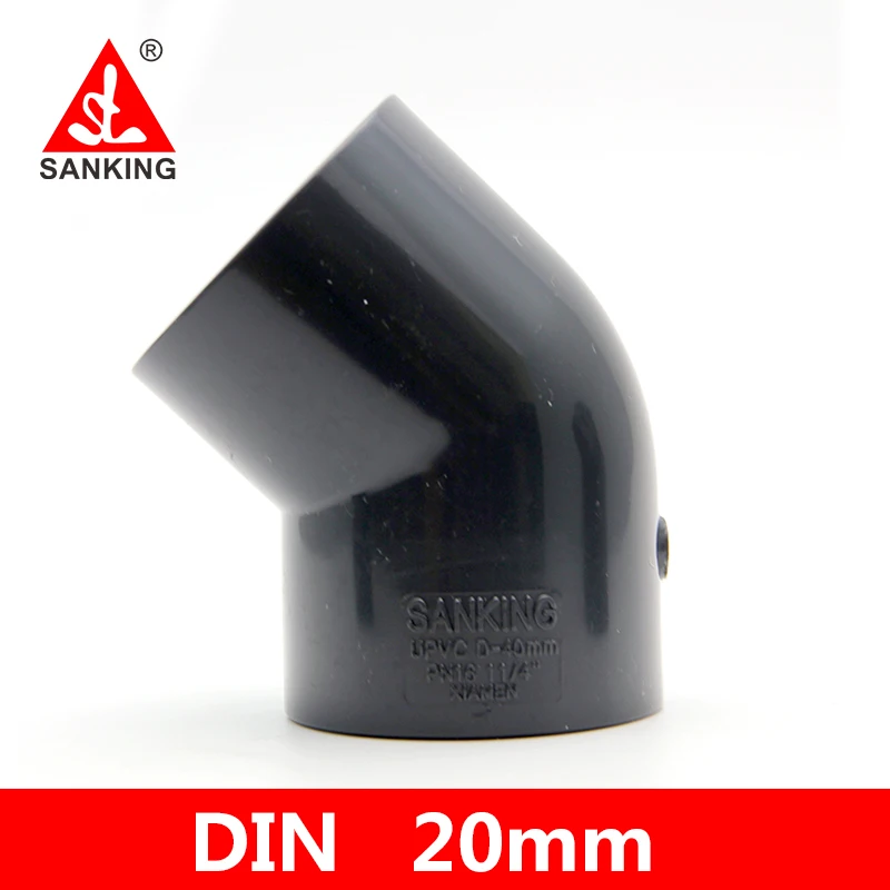 Sanking 20mm UPVC 45 Degree Elbow PVC Connector Fittings Garden Connector Gray Plastic Irrigation Tube Coupling Irrigation
Sanking 20mm UPVC 45 Degree Elbow PVC Connector Fittings Garden Connector Gray Plastic Irrigation Tube Coupling Irrigation