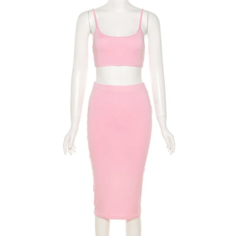 Summer Casual 2 Piece Set Women Sexy Backless Sleeveless Vest And Bodycon Midi Skirt Matching Sets Women Solid Female Tracksuits
Summer Casual 2 Piece Set Women Sexy Backless Sleeveless Vest And Bodycon Midi Skirt Matching Sets Women Solid Female Tracksuits