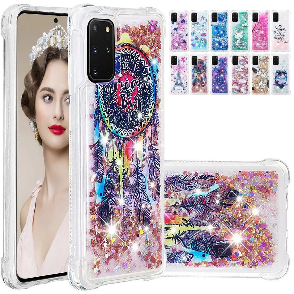 Чехол накладка с зыбучим песком для девочек и женщин Samsung Galaxy A01 A21 A51 A71 J3 J5 J7 Pro