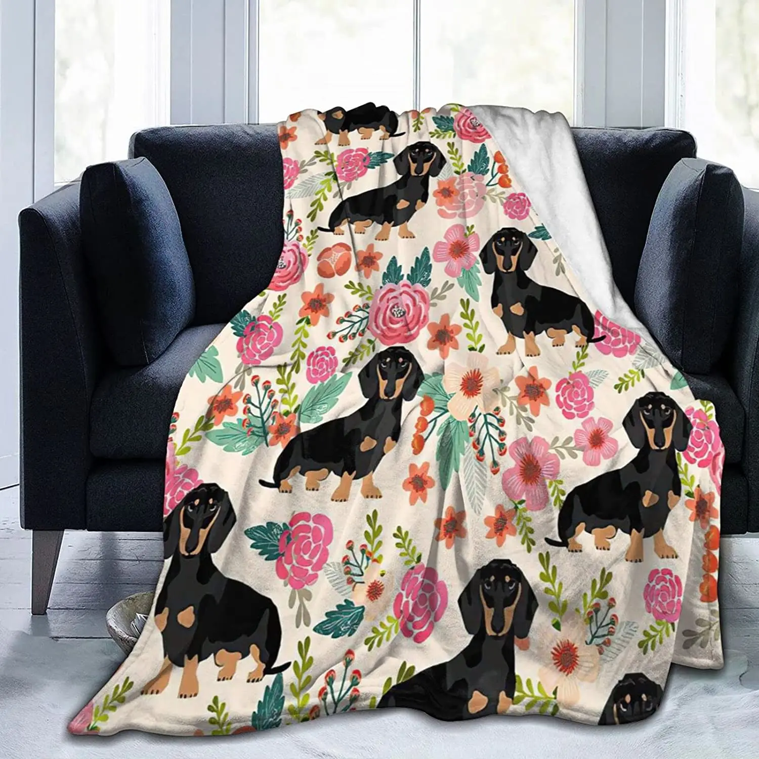 Dachshund Sausage Dogs Pink Flowers for Dog Owners Ultra-Soft Blanket Fleece Light Comfortable Flannel Warm Winter Blanket
Dachshund Sausage Dogs Pink Flowers for Dog Owners Ultra-Soft Blanket Fleece Light Comfortable Flannel Warm Winter Blanket