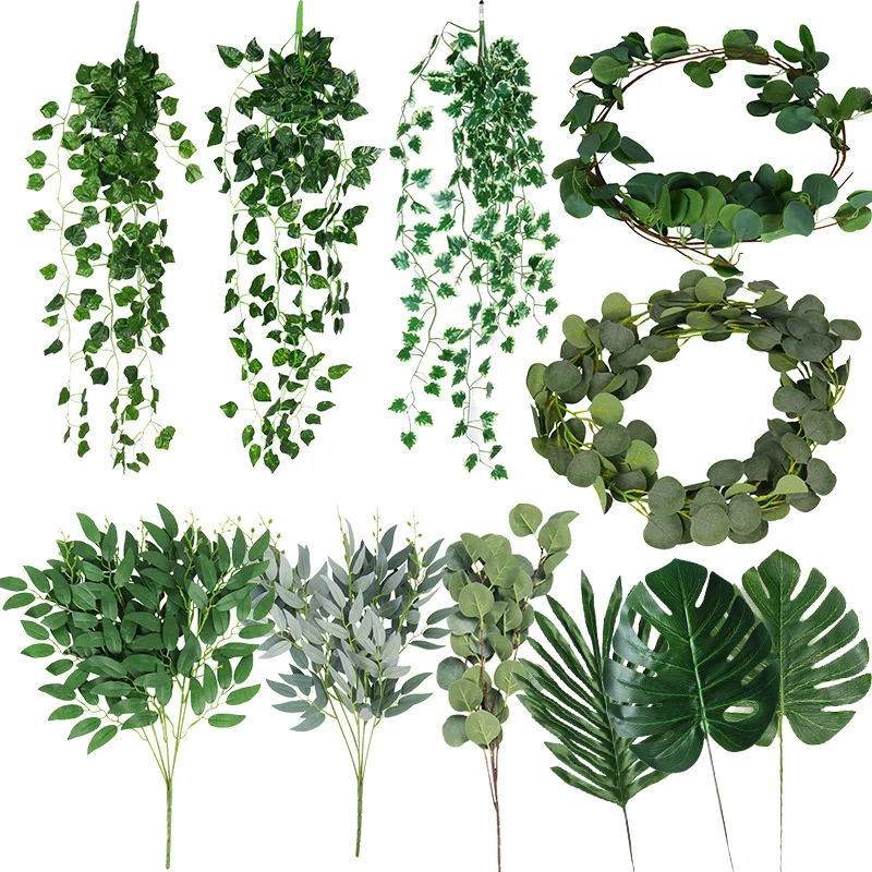 Wedding Decoration Tropical Artificial Plants Green Eucalyptus Garland Palm Leaves lvy wreath wall hanging decor Vertical garden
Wedding Decoration Tropical Artificial Plants Green Eucalyptus Garland Palm Leaves lvy wreath wall hanging decor Vertical garden