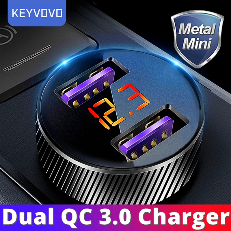 Автомобильное зарядное устройство PD QC 3 0 с двумя USB-портами и светодиодным