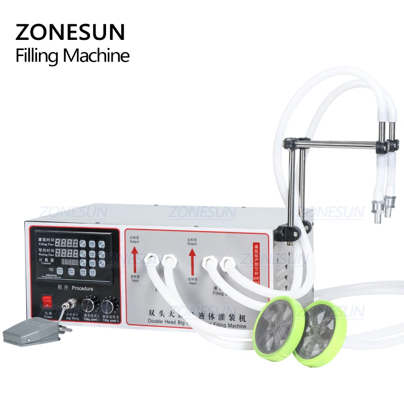 ZONESUN Semi Automatic Double Nozzle Filling Machine Laundry Cooking Oil Water Juice Milk Liquid Bottle Filling Machine
ZONESUN Semi Automatic Double Nozzle Filling Machine Laundry Cooking Oil Water Juice Milk Liquid Bottle Filling Machine