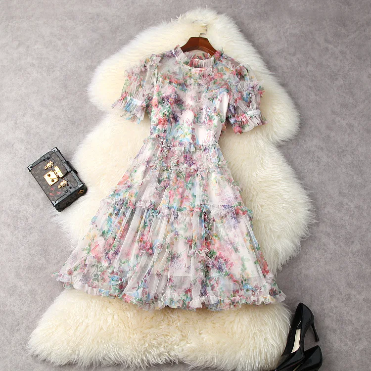 European and American women's wear for summer 2021 With short sleeves collar Mesh printed flower ear Fashion dress
European and American women's wear for summer 2021 With short sleeves collar Mesh printed flower ear Fashion dress