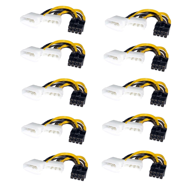 

10PCS 18cm 8Pin to Dual 4Pin Video Card Power Cord 180W Y Shape 8 Pin PCI Express To Dual 4 Pin Molex Graphics Card Power Cable