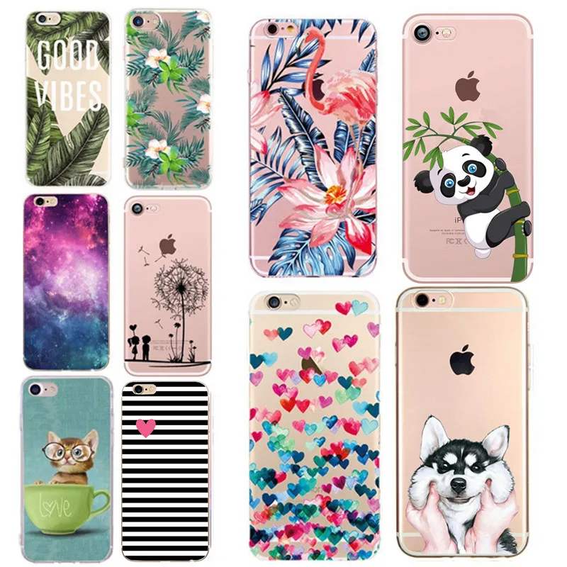 Мягкий силиконовый чехол для iphone 5s 5 SE 2020 6 6s 7 8 Plus телефона с рисунком панды цветов