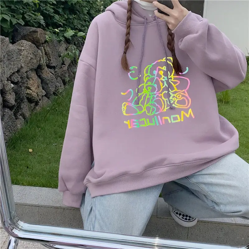 2020 New Autumn And Winter Women Korean Harajuku Plush Thickened Loose Print Bear Tops Hooded Long Sleeve Hoodies
2020 New Autumn And Winter Women Korean Harajuku Plush Thickened Loose Print Bear Tops Hooded Long Sleeve Hoodies