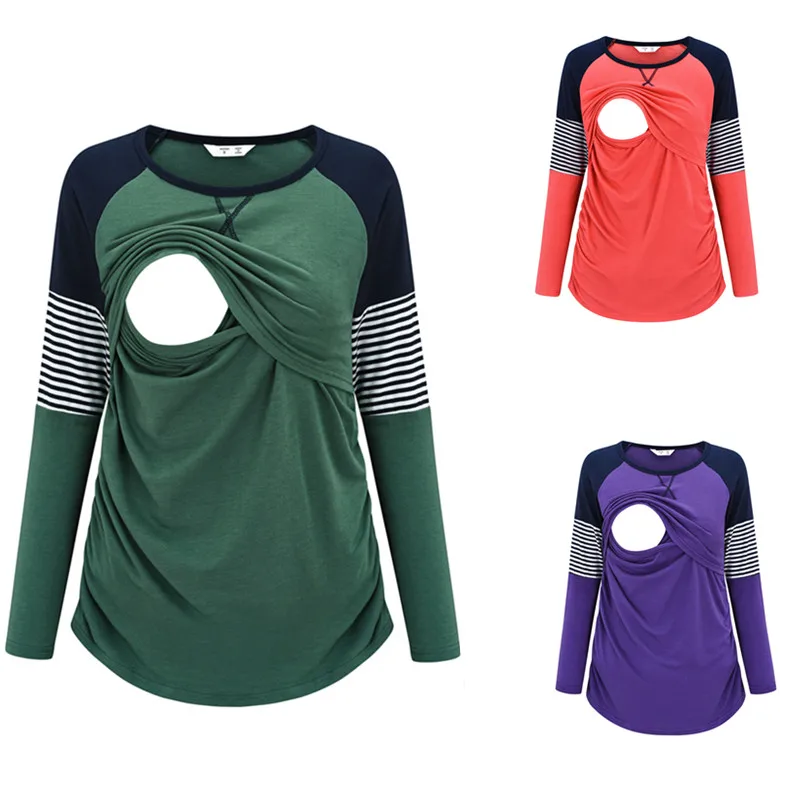 Women Blouse Spring and Autumn Pregnant Women Clothing Breastfeeding Mothers Long-sleeved Tops Stripe Nursing Clothes
Women Blouse Spring and Autumn Pregnant Women Clothing Breastfeeding Mothers Long-sleeved Tops Stripe Nursing Clothes