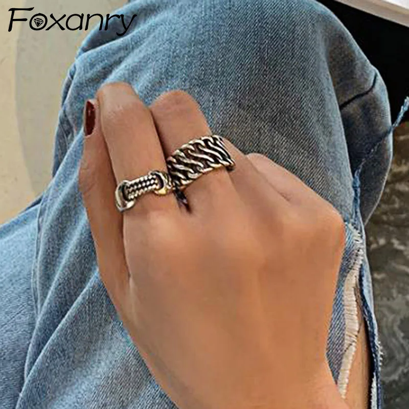 

Evimi 925 Silver Color Engagement Rings For Women New Fashion Vintage Chain Thai Punk Hiphop Party Jewelry Gifts