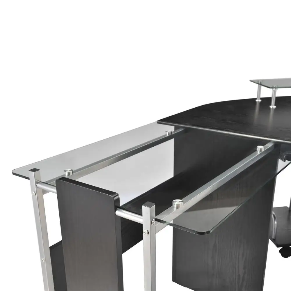 USA Warehouse69 x 69" Clear Glass Steel Metal L-Shaped Corner Computer Desk
USA Warehouse69 x 69" Clear Glass Steel Metal L-Shaped Corner Computer Desk