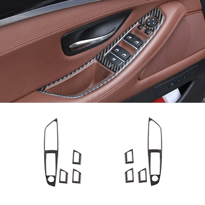 For BMW 5 Series F10 F18 2011- 2013 2014 2015 2016 2017 4pcs Car Carbon Fiber Window Lift Switch Button Armrest Panel Cover Trim 
For BMW 5 Series F10 F18 2011- 2013 2014 2015 2016 2017 4pcs Car Carbon Fiber Window Lift Switch Button Armrest Panel Cover Trim