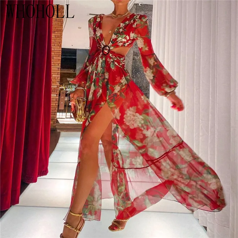 Bohemian Dress Women Summer beach dress Deep V-Neck Loose Womens Long Dress sexy printed lantern long sleeve slit dress
Bohemian Dress Women Summer beach dress Deep V-Neck Loose Womens Long Dress sexy printed lantern long sleeve slit dress