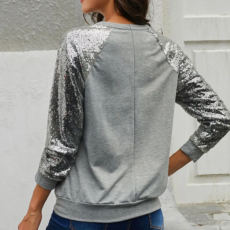 Hot Sale Women Round Neck Long Sleeve Straight T-shirt Solid Color Sequins T-shirt Casual Wild Loose Top
Hot Sale Women Round Neck Long Sleeve Straight T-shirt Solid Color Sequins T-shirt Casual Wild Loose Top