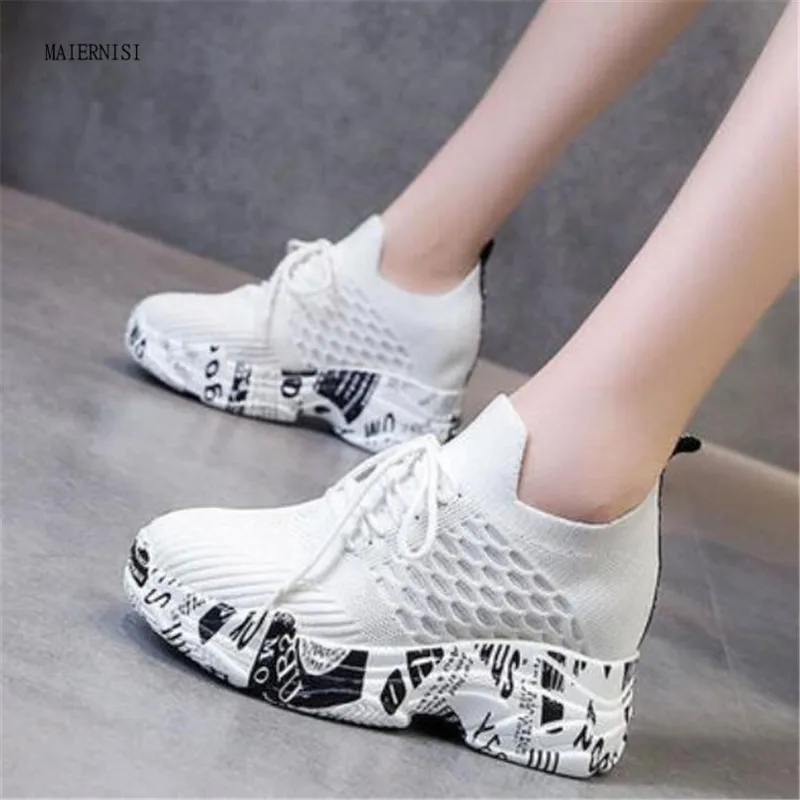 New style women's shoes thick-soled inner heightening sneakers comfortable women's sneakers lace-up elastic high-top shoes
New style women's shoes thick-soled inner heightening sneakers comfortable women's sneakers lace-up elastic high-top shoes