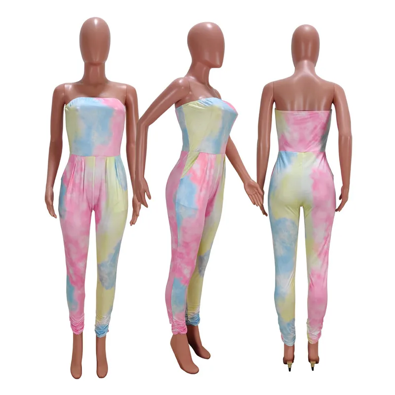 Tie Dye Sexy Strapless Jumpsuits for Women 2019 Pocket Sleeveless Off Shoulder Bodycon Party Rompers Womens Jumpsuit Overalls
Tie Dye Sexy Strapless Jumpsuits for Women 2019 Pocket Sleeveless Off Shoulder Bodycon Party Rompers Womens Jumpsuit Overalls