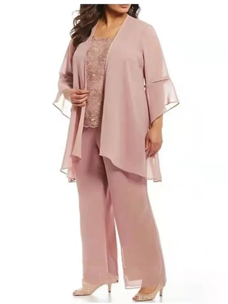 Two Piece Pantsuit / Jumpsuit Mother of the Bride Dress Plus Size Elegant Jewel Neck Floor Length Chiffon Lace 3/4 Length Sleeve
Two Piece Pantsuit / Jumpsuit Mother of the Bride Dress Plus Size Elegant Jewel Neck Floor Length Chiffon Lace 3/4 Length Sleeve