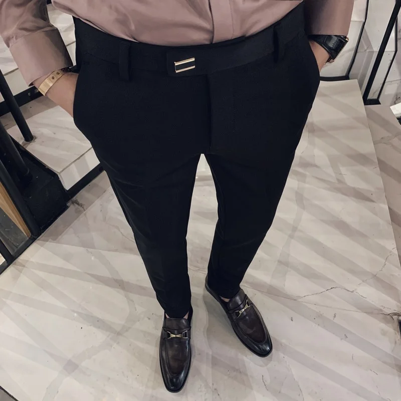 

Men's Solid Suit Pants Business Slim Fit Trousers 2021 Classic Office Party Pantalon Homme Classique Social Formal Male Clothing