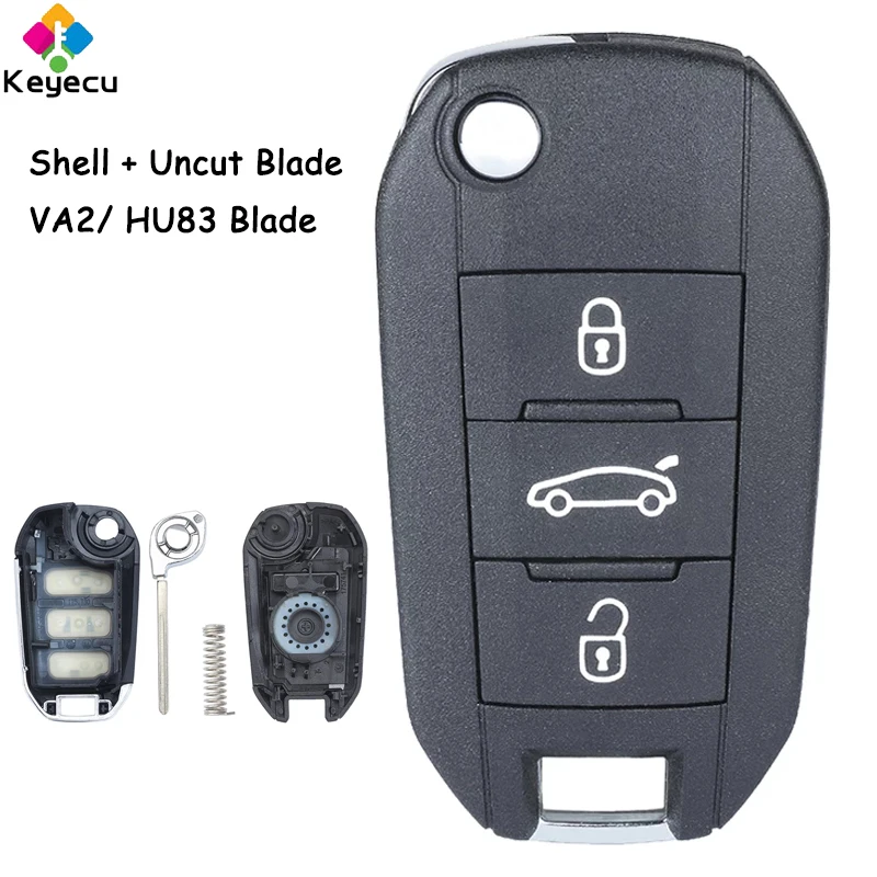 KEYECU Replacement Flip Folding Remote Car Key Shell Cover With 3 Buttons VA2/ HU83 Blade Fob for Peugeot 208 308 508 3008 5008
KEYECU Replacement Flip Folding Remote Car Key Shell Cover With 3 Buttons VA2/ HU83 Blade Fob for Peugeot 208 308 508 3008 5008