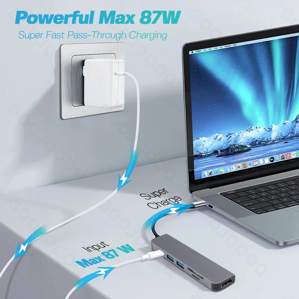 Док-станция 6 в 1 USB C/USB usb-хаб HDMI-совместимая док-станция для MacBook Pro Nintendo Switch 3 0