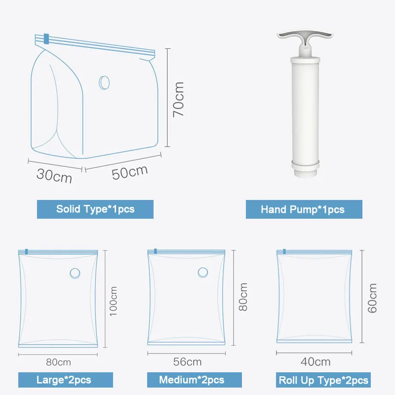 Hot Sale Vacuum Compression Storage Bag with Hand Pump for Clothes Quilt Blanket Pillow Home Storage Closet Organizer Seal Bag 
Hot Sale Vacuum Compression Storage Bag with Hand Pump for Clothes Quilt Blanket Pillow Home Storage Closet Organizer Seal Bag