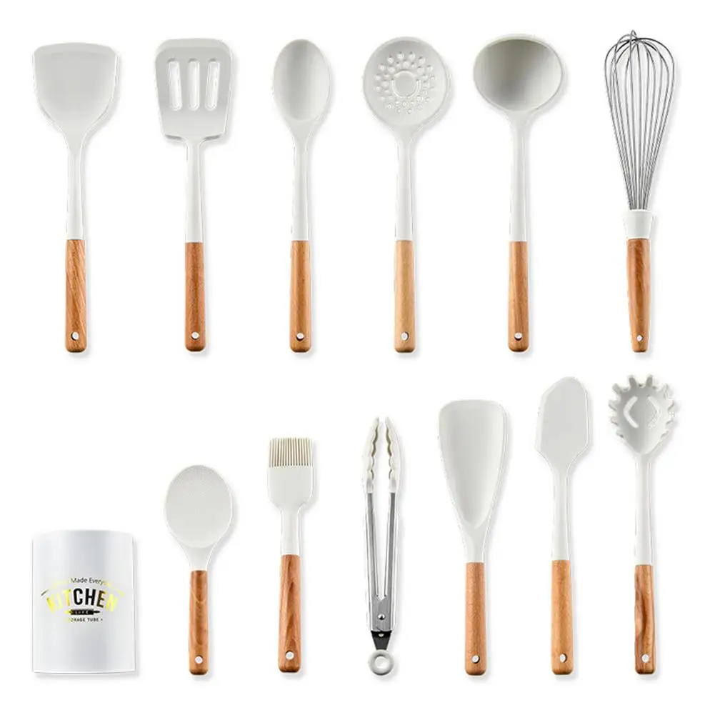 12Pcs Cooking Utensils Silicone Cooking Utensils Set Non-stick Cookware With Wooden Handle Easy To Clean Spoon Kitchen Tools
12Pcs Cooking Utensils Silicone Cooking Utensils Set Non-stick Cookware With Wooden Handle Easy To Clean Spoon Kitchen Tools