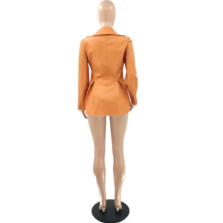 Women's Jacket Autumn Winter Slim Turn-down Collar Zipper Long-sleeved Coat Ruffles PU Leather 2021 New Woman Jackets Clothes 
Women's Jacket Autumn Winter Slim Turn-down Collar Zipper Long-sleeved Coat Ruffles PU Leather 2021 New Woman Jackets Clothes