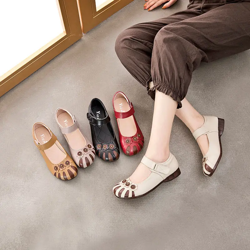 Designer Genuine Leather Flat Shoes Women's Ballet Flats Black Woman Vintage Flat Mary Jane Shoes Ladies Loafers Waiter Shoes
Designer Genuine Leather Flat Shoes Women's Ballet Flats Black Woman Vintage Flat Mary Jane Shoes Ladies Loafers Waiter Shoes