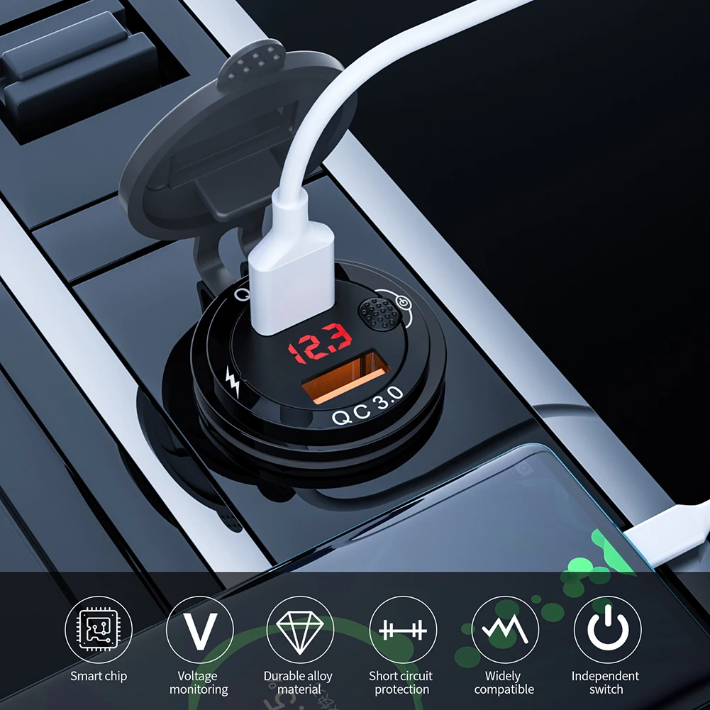 Car Charger Adapter 12-24V 3.4A Dual USB QC Fast Charger Car Charging with Digital Voltmeter Independent Switch Auto Accessories
Car Charger Adapter 12-24V 3.4A Dual USB QC Fast Charger Car Charging with Digital Voltmeter Independent Switch Auto Accessories